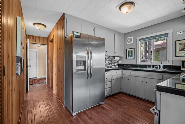 Interior, Kitchen, Stainless Steel Appliances, Wood Texture Flooring