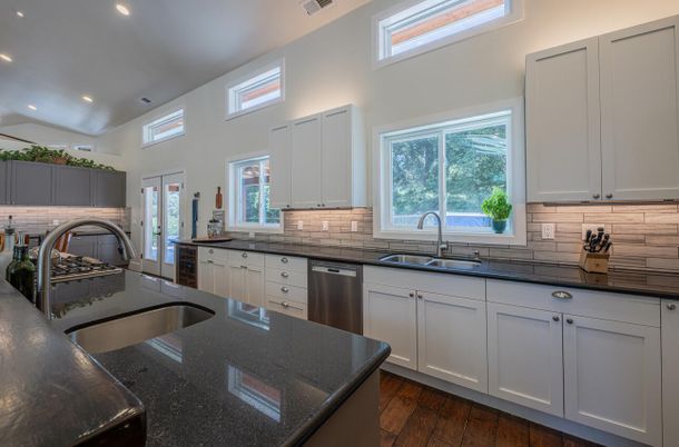 Interior, Kitchen, Recessed Lighting, Wood Texture Flooring