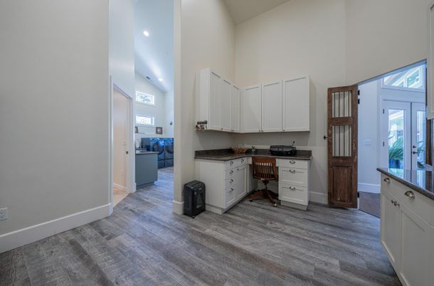 Home Office, Interior, Kitchen, Recessed Lighting, Wood Texture Flooring