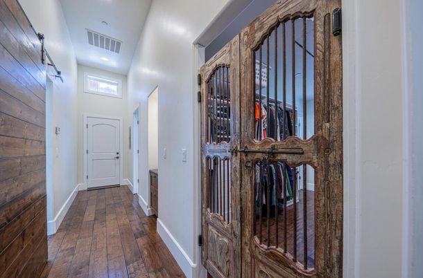 Interior, Recessed Lighting, Wood Texture Flooring, Wooden Walls