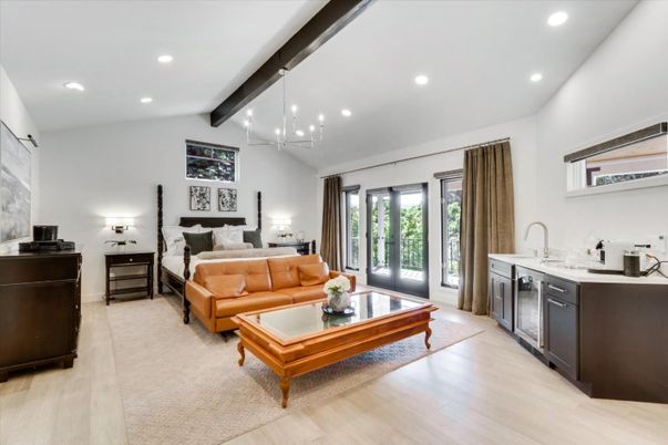 Bedroom, Interior, Kitchen, Living room, Pendant Lights, Recessed Lighting, Wooden Beams, Wood Texture Flooring