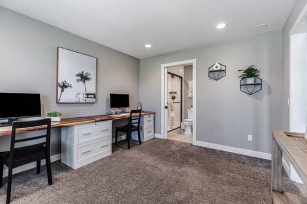 Bathroom, Glass Shower, Home Office, Interior, Recessed Lighting