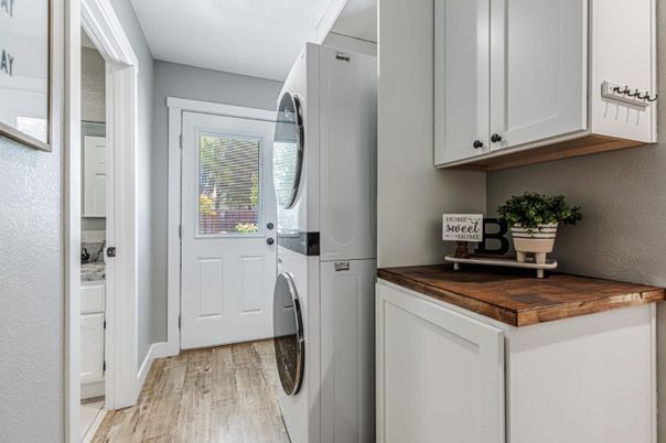Interior, Washer, Wood Texture Flooring