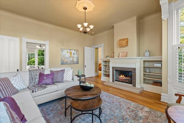 Chandelier, Fireplace, Interior, Living room, Wood Texture Flooring