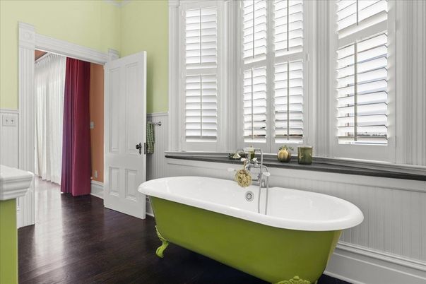 Bathroom, Free Standing Baths, Interior, Wood Texture Flooring