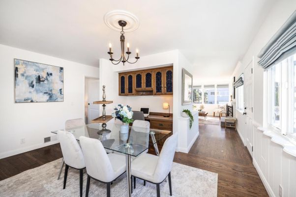 Chandelier, Dining room, Interior, Wood Texture Flooring