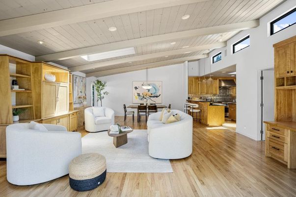Dining room, Interior, Kitchen, Living room, Pendant Lights, Recessed Lighting, Wood Texture Flooring