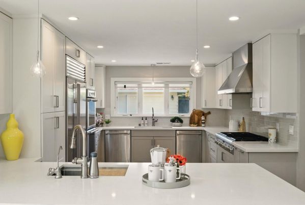 Interior, Kitchen, Pendant Lights, Recessed Lighting, Stainless Steel Appliances