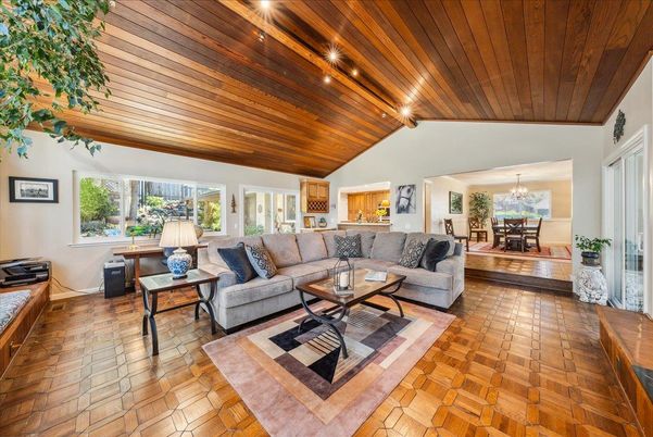 Chandelier, Dining room, Interior, Living room, Wooden Ceilings, Wood Texture Flooring