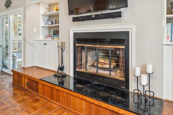 Fireplace, Interior, Wood Texture Flooring
