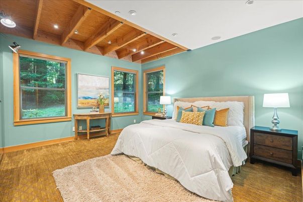 Bedroom, Interior, Recessed Lighting, Wooden Beams, Wooden Ceilings