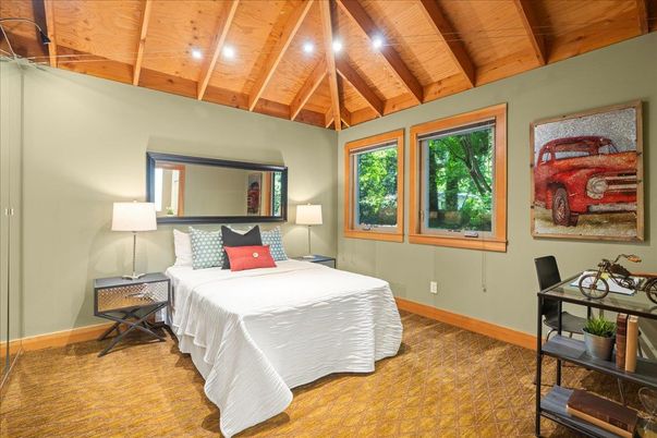 Bedroom, Interior, Recessed Lighting, Wooden Beams, Wooden Ceilings