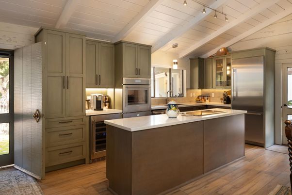 Interior, Kitchen, Pendant Lights, Stainless Steel Appliances, Wood Texture Flooring