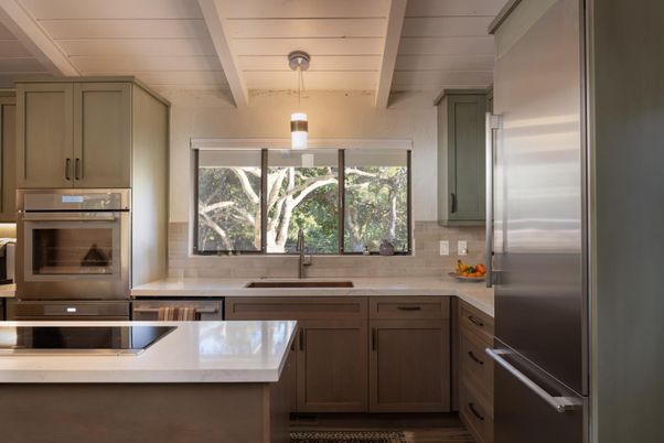 Interior, Kitchen, Pendant Lights, Stainless Steel Appliances, Wood Texture Flooring
