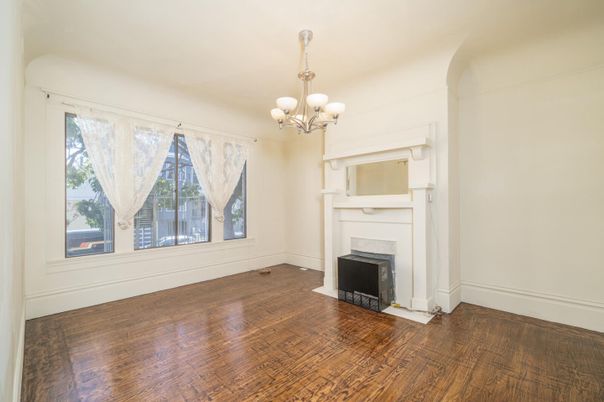 Chandelier, Empty room, Fireplace, Interior, Wood Texture Flooring