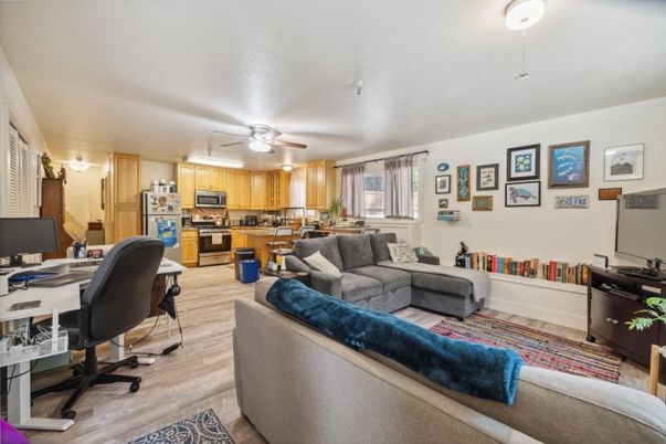 Home Office, Interior, Kitchen, Living room, Stainless Steel Appliances, Wood Texture Flooring