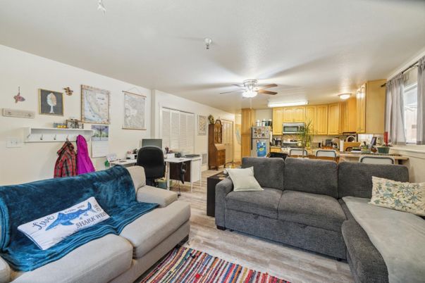 Dining room, Interior, Kitchen, Living room, Stainless Steel Appliances, Wood Texture Flooring