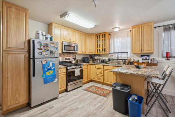 Interior, Kitchen, Stainless Steel Appliances, Wood Texture Flooring