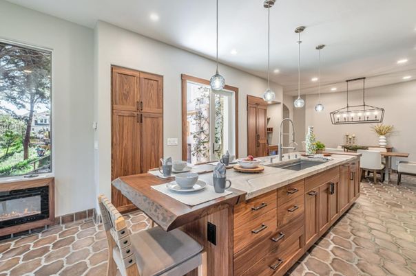 Dining room, Fireplace, Interior, Kitchen, Pendant Lights, Recessed Lighting