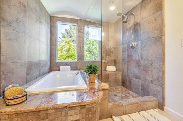 Bathroom, Glass Shower, Interior, Recessed Lighting
