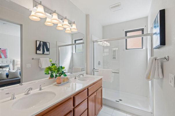 Bathroom, Dual Sink Vanities, Glass Shower, Interior
