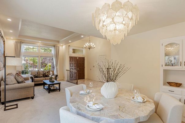 Chandelier, Dining room, Interior, Living room, Recessed Lighting