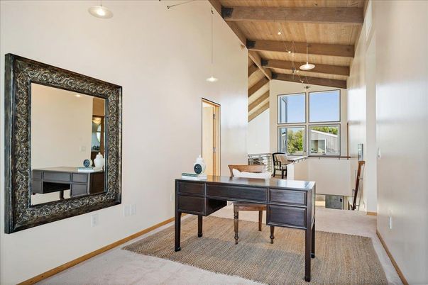 Home Office, Interior, Pendant Lights, Recessed Lighting, Wooden Beams, Wooden Ceilings