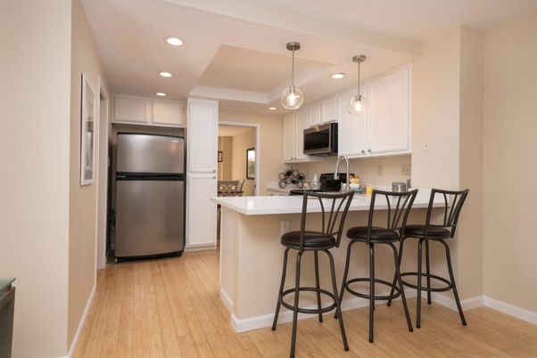 Interior, Kitchen, Pendant Lights, Recessed Lighting, Wood Texture Flooring