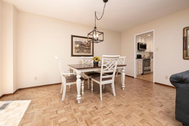 Dining room, Interior, Kitchen, Pendant Lights, Wood Texture Flooring
