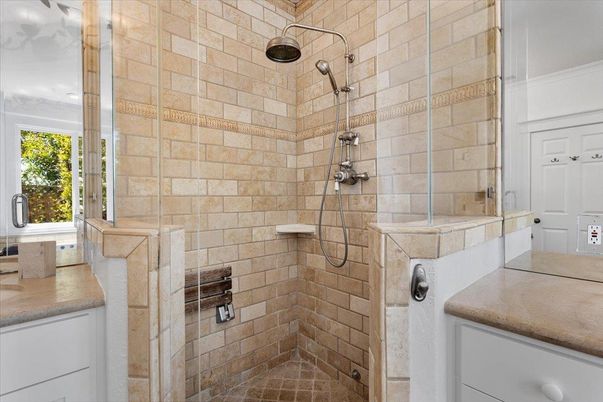 Bathroom, Glass Shower, Interior, Stone Walls