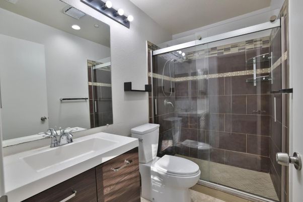 Bathroom, Glass Shower, Interior, Recessed Lighting