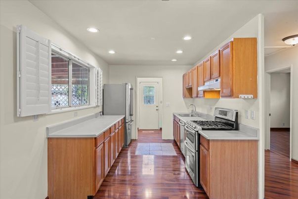 Interior, Kitchen, Recessed Lighting, Wood Texture Flooring