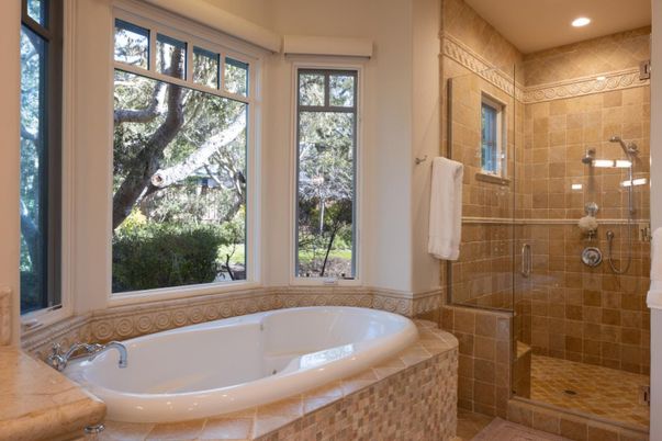 Bathroom, Glass Shower, Interior, Recessed Lighting