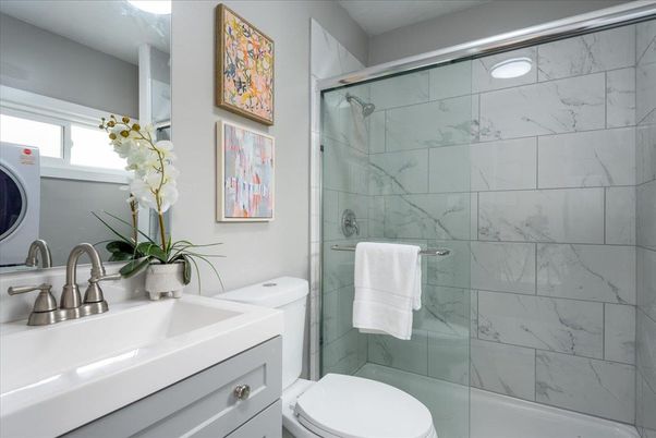 Bathroom, Glass Shower, Interior, Marble Walls