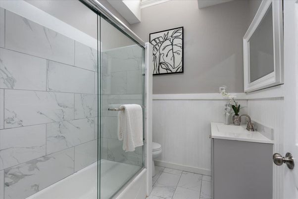 Bathroom, Glass Shower, Interior, Marble, Marble Walls