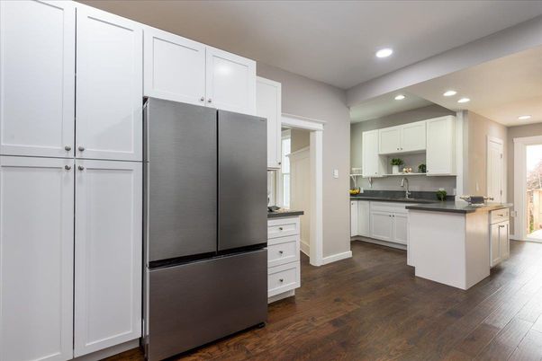 Interior, Kitchen, Recessed Lighting, Wood Texture Flooring