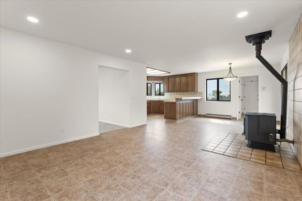 Empty room, Interior, Kitchen, Pendant Lights, Recessed Lighting