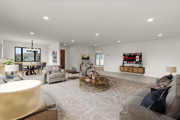 Chandelier, Dining room, Interior, Living room, Recessed Lighting