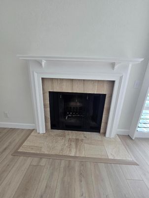 Fireplace, Interior, Wood Texture Flooring