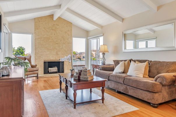 Fireplace, Interior, Living room, Stone Walls, Wood Texture Flooring