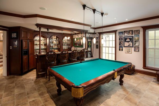 Billiard Table, Game Room, Interior, Pendant Lights, Recessed Lighting