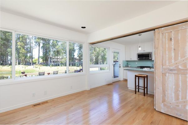 Interior, Kitchen, Pendant Lights, Wood Texture Flooring