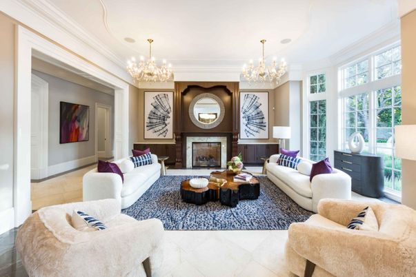 Chandelier, Fireplace, Interior, Living room