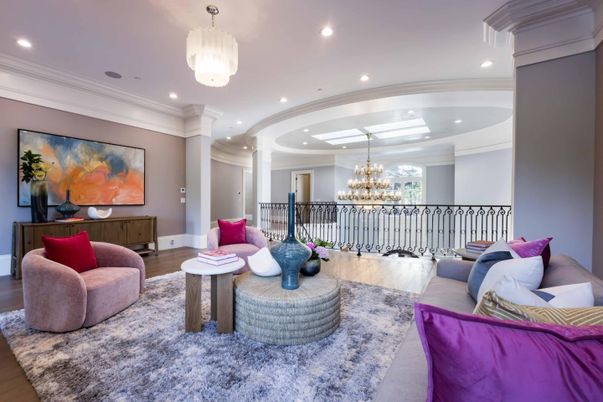 Chandelier, Interior, Living room, Recessed Lighting, Wood Texture Flooring