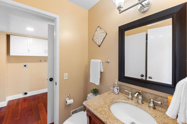 Bathroom, Interior, Recessed Lighting, Wood Texture Flooring