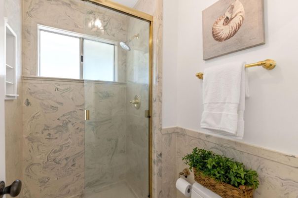 Bathroom, Glass Shower, Interior, Marble Walls