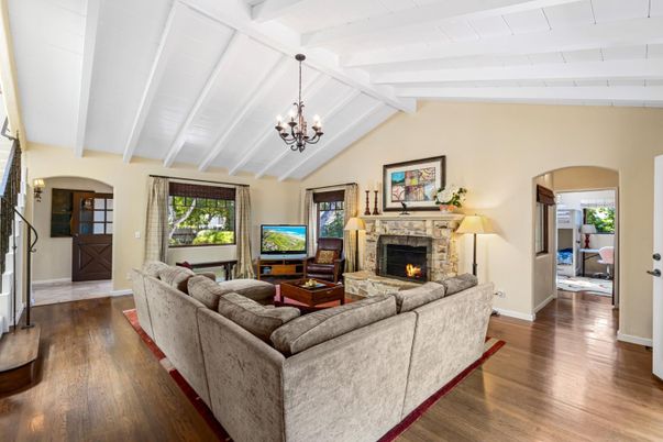 Chandelier, Fireplace, Interior, Living room, Wood Texture Flooring