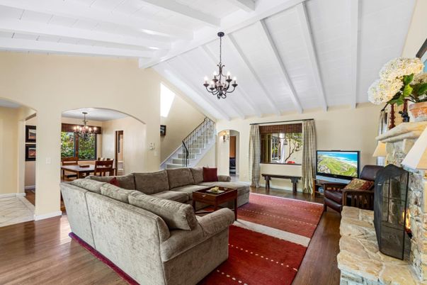 Chandelier, Dining room, Fireplace, Interior, Living room, Wood Texture Flooring