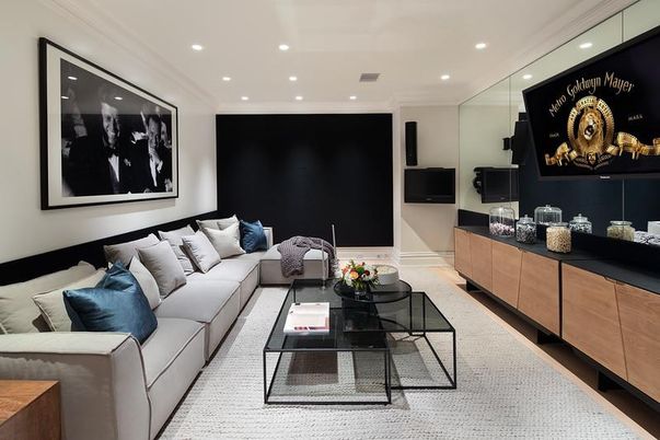 Interior, Living room, Recessed Lighting, Theatre Room