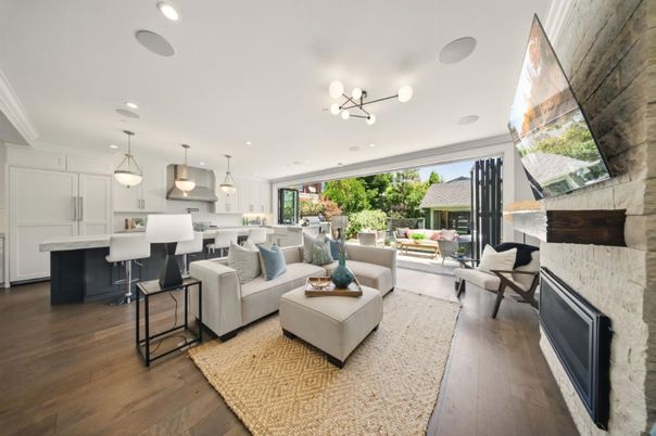 Interior, Kitchen, Living room, Pendant Lights, Recessed Lighting, Wood Texture Flooring